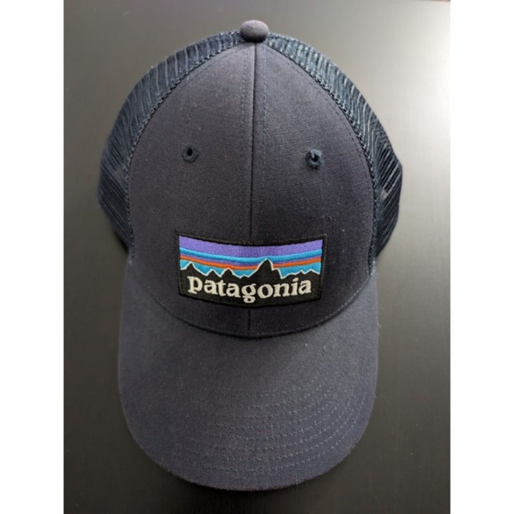 Patagonia Blue Trucker Hat Mesh Back Snapback OSFM Box Logo